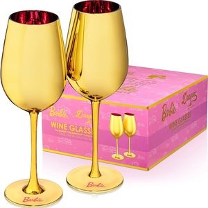 Barbie The Movie Gold Wine Glasses